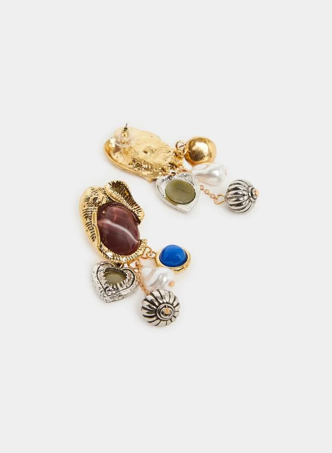 Statement Dangle Earrings with Charms